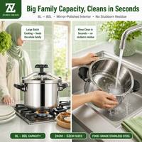 Casserole à pression en acier inoxydable Zhenneng, 11 modèles, 24 cm-52 cm, compatible avec les plaques à gaz et les plaques à induction, pour hôtel, cantine, cuisine