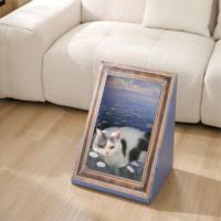 Griffoir et planche à gratter pour chat en carton écologique moderne et décoratif avec lit, mobilier de luxe pour chat