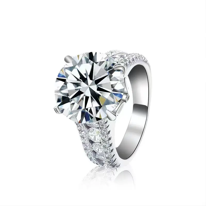 wholesale price 10 carat D color vvs wedding luxury 10ct moissanite diamond ring