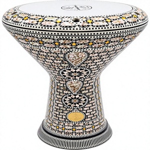 Gawharet El Fan 17.5" Tambor Egipcio Hecho a Mano con Incrustaciones de Madreperla y Medallón de Doble Estrella, Darbuka, Doumbek, Dumbek, Tabla - Product Image 1