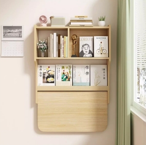 <span class=keywords><strong>Bureau</strong></span> pliant <span class=keywords><strong>mural</strong></span> en bois massif avec fonction d'étude intégrée, tête de lit, étagère, chambre à coucher, table console suspendue pour la maison - Product Image 2