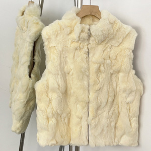 <span class=keywords><strong>Chaleco</strong></span> de Piel de <span class=keywords><strong>Conejo</strong></span> Rex Vintage con Capucha para <span class=keywords><strong>Mujer</strong></span>, Abrigo Corto sin Mangas para Otoño e Invierno - Product Image 2