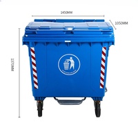 Poubelle extérieure en plastique de 1200 L avec 4 roues, bac à déchets roulant robuste