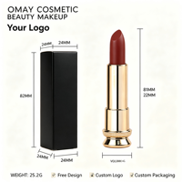 Rouge à lèvres mat satiné personnalisé avec logo, imperméable, longue tenue, haute pigmentation, fini mat soyeux, végan, faible MOQ, marque privée
