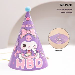 Filet rouge dessin animé ours violet lapin renard chapeau de fête décoration de gâteau d'anniversaire pour enfants accessoires Photo pour les fêtes - Product Image 6