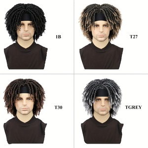 Synthétique Afro Twist Bandeau Dreadlock <span class=keywords><strong>Perruques</strong></span> Fluffy Doux Faux Locs Cheveux Perruque 6 Pouces Afro Bouclés Bandeau <span class=keywords><strong>Dreadlocks</strong></span> Perruque - Product Image 2