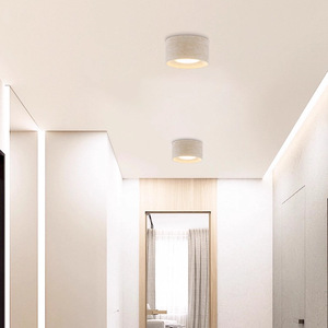 Plafonnier en travertin jaune, montage en surface, style minimaliste Wabi Sabi, pour couloir, entrée, placard - Product Image 1