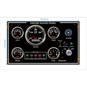 335*200mm 4KRPM 10Bar Noir <span class=keywords><strong>Marine</strong></span> Boat Instrument <span class=keywords><strong>Engine</strong></span> Gauge Panel IP67 Étanche 316L Acier inoxydable - Product Image 1