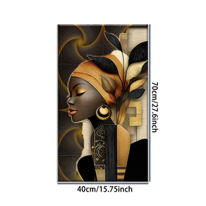 Quadro su tela con stampa in stile africano, oro e nero, ritratto di donna etnica, decorazione da parete per interni di lusso - Product Image 3