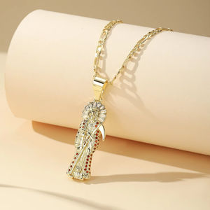 Ciondolo Hip Hop religioso di lusso di fascia alta 14K zircone zincato e pietra colorata ciondoli alla moda e ciondoli stile <span class=keywords><strong>Death</strong></span> <span class=keywords><strong>Metal</strong></span> - Product Image 4