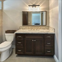 Cavio Coiffeuse de salle de bain en bois de noyer de haute qualité Armoire modulaire personnalisée Finition laquée Panneau de porte Smart MDF Cuivre Au sol