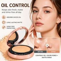 Poudre pressée légère longue durée pour le visage, fini mat, poudre fixante pour le visage imperméable