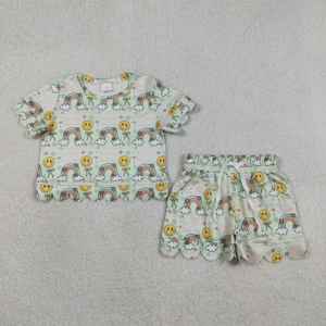 Conjuntos de Ropa para Niñas RTS Boutique, Estampado Casual con Flores Coloridas de Arcoíris, Primavera Otoño, Transpirable, 95% Algodón, Borde Festoneado - Product Image 2