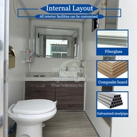 Offerta Speciale: Rimorchio Bagno Mobile a 2 Postazioni con Asse Singolo, Toilette Portatile con Lavandino e Specchio per Eventi all'Aperto e Cantieri
