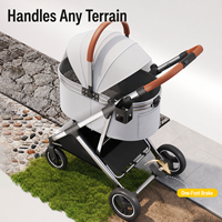 Poussette de luxe pliable pour animaux de compagnie, transporteur 2-en-1 détachable pour chiens et chats, chariot tout-terrain, logo personnalisé, usine OEM