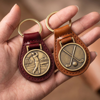 Porte-clés en cuir véritable et alliage de zinc avec logo personnalisé, souvenir sportif de golf, promotionnel de luxe