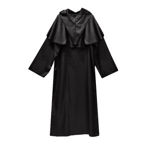 Robe de moine Yi Xiaoyi pour adulte unisexe, costume d'Halloween, cosplay, robe de scène, tenue de prêtre ou de sorcier noire longue à capuche - Product Image 5