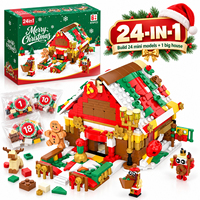 Ensemble de blocs de construction de Noël 24-en-1, 816 pièces, jouet de construction de maison de Noël, modèles DIY, kit de briques éducatif, cadeau de Noël