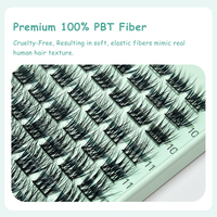 DIYDAY Extensions de cils en bouquets pré-faits, volume 3D, base pointue, effet naturel, volume intense, PBT Noir