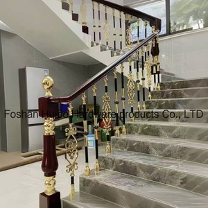 Cổ Điển Vàng Cầu Thang Lan Can Nhôm Lục Bình Cho Màu Đen Và Hạ Cánh Lan Can Tùy Chỉnh Thiết Kế - Product Image 4