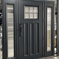 Puerta Doble de Entrada Clásica Francesa con Arco de Aluminio, Impermeable, con Ventanal, Vidrio Templado, Panel Tallado, Seguridad para Villa