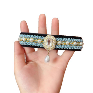 Collare per Gatti in Poliestere Lussuoso Velluto con Gemme e Collana di Perle, Accessorio Fotografico per Abyssinians - Product Image 5
