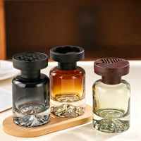 En stock – Diffuseur de parfum pour voiture Volcano 110 ml – Bouteille vide dégradée marron-vert transparente avec couvercles