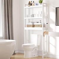 Étagère de rangement en bambou pour toilettes, organiseurs d'accessoires de salle de bain, conteneurs de rangement, présentoir, mobilier de salle de bain blanc