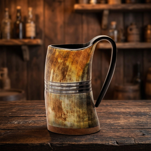 Taza Decorativa de Cuerno Natural, Ecológica, Apta para Lavavajillas, Estilo Americano, con Tapa de Bambú, Tazas de Buena Calidad para Beber en Eventos - Product Image 1