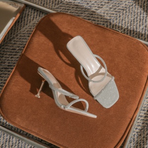 Fashionable High Quality Breathable Stiletto Sandals Flower Decoration Anti-Slip Heel Design <b>Plus</b> <b>Size</b> Available Summer Autumn - Product Image 1