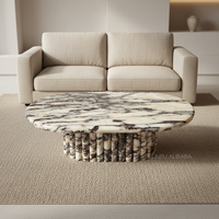 Table basse moderne et durable en marbre naturel blanc Calacatta Viola de luxe pour salon