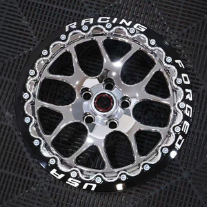 Rines Cromados de 15, 17 y 18 Pulgadas para Autos de Carreras, Forjados, con Sistema Beadlock, 5x114.3, 5x120, 5x120.65, en Negro Brillante Fresado para Mustang y Camaro - Product Image 1
