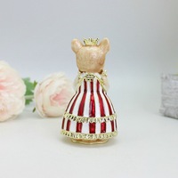 SHINNYGIFTS Métal Princesse Chat Bibelot Boîte À Bijoux Charnière Figurine Décor Ornement Émail Animaux Statues