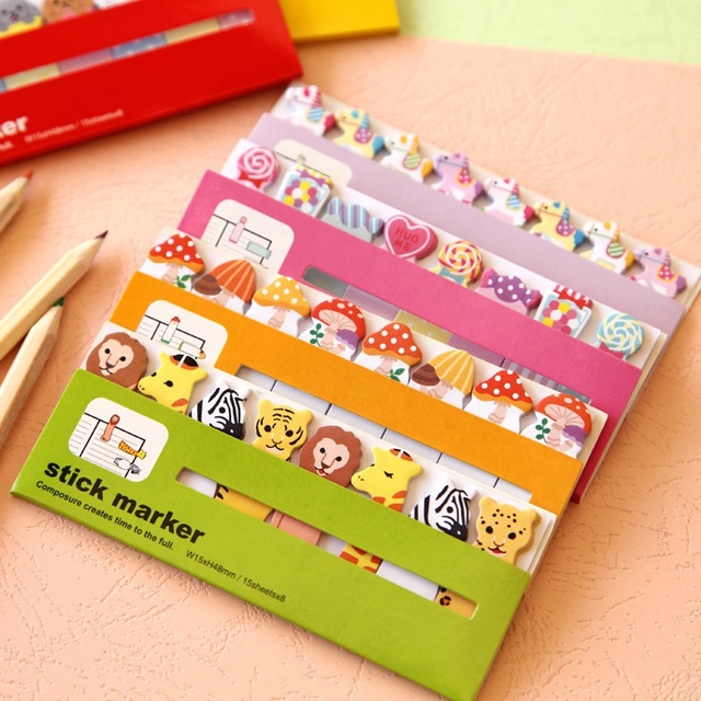 Customized Kawaii Cartoon Page Index Tabs Creative Die Cut Different Shapes Custom Sticky Notes