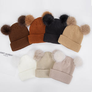 <span class=keywords><strong>Bonnet</strong></span> en <span class=keywords><strong>tricot</strong></span> solide pour garçon avec double pompon hiver chaud épaissir chapeau casquettes enfants enfants dépouillé thermique <span class=keywords><strong>tricot</strong></span>é chapeau - Product Image 3