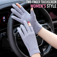 Gants de soleil à deux doigts, antidérapants, respirants, ultra-fins en soie glacée, pour la conduite, pour hommes et femmes, cyclisme, directement de l'usine