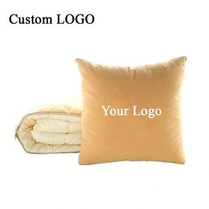 Foldable Travel Airplane Pillow <b>Blanket</b> with Custom Embroidery, Soft Flannel, Ideal for Promotional Giveaways - Product Image 1