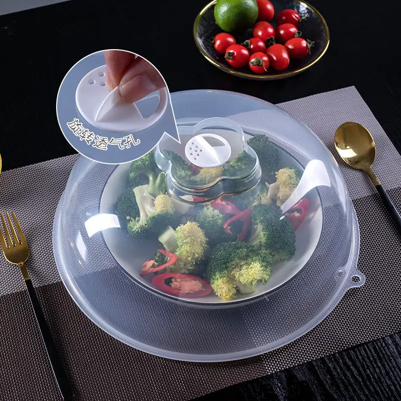 Vendita calda tonda in plastica per alimenti in PP copertura per alimenti copertura magnetica per alimenti impilabile a prova di polvere piastra