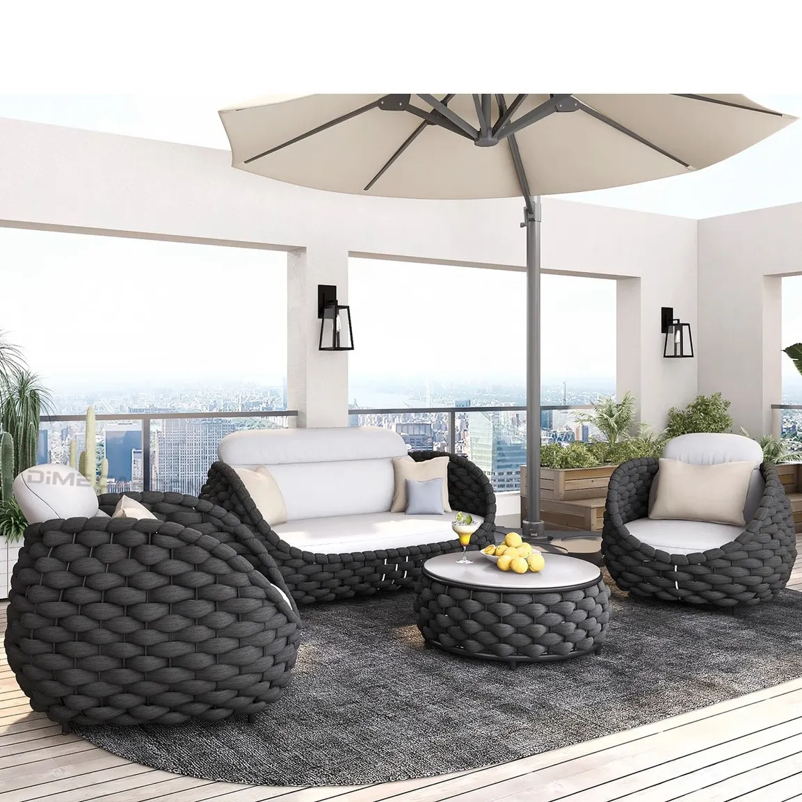 Outdoor Custom Home 7-teiliges Luxus-Ecksofa Freizeit gespräch Garten Rattan Sofa Patio Set