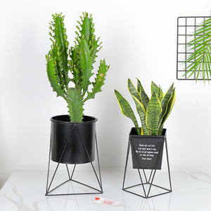 Nordic Minimalist Iron Flower Pot Stand Desktop Indoor Planters Square Design Wrought Iron Vase Home Decoration - Product Image 2
