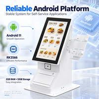 Kiosque de libre-service de bureau 10,1 pouces Android 11 RK3566 2 Go 32 Go avec imprimante 80 mm et scanner QR pour caisse de café, commerce de détail et restaurant