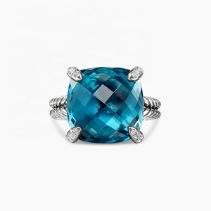 Joyería fina de alta calidad de lujo precioso deslumbrante <span class=keywords><strong>Chatelaine</strong></span> 925 plata esterlina 11mm 8A anillo de Zirconia para mujer - Product Image 2