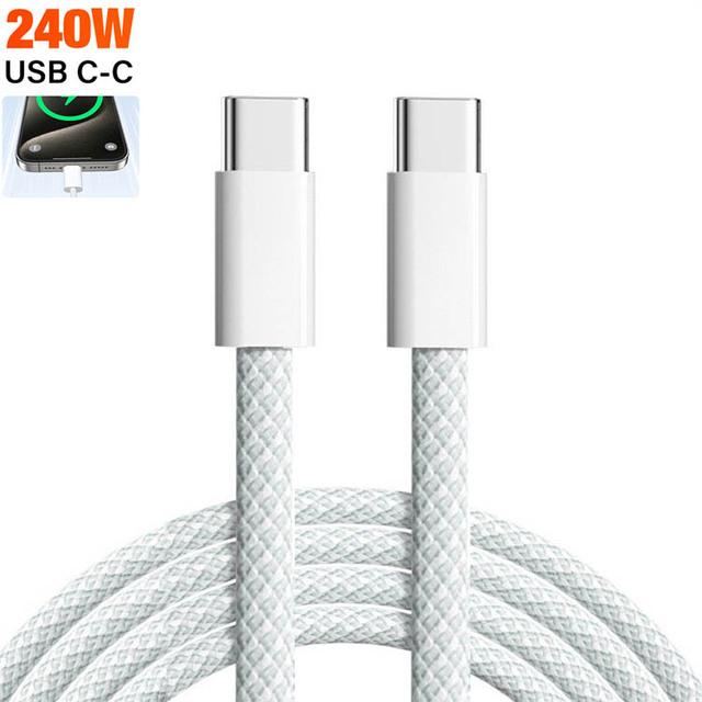 2M 240W USB C to USB Type C Cable for IP15 Plus Pro Max Samsung S24 S23 USB C PD Fast Charger Cord for Macbook Pro