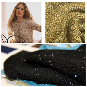 Fil fantaisie à paillettes Lurex 2/48Nm 25% Laine Mérinos RWS 17% Acrylique Mélangé Filé à l'anneau 320-450twist Teint à motifs Haute Ténacité - Product Image 1