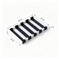 Plateau de service décoratif rectangulaire moderne de luxe en marbre naturel rayé noir et blanc pour cosmétiques et rangement de mouchoirs