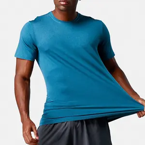 Kaus olahraga Gym Slim Fit untuk pria, atasan kaus olahraga lari lembut cepat ramping musim panas 2024, kaus latihan cepat untuk pria di Zhejiang