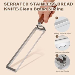 <span class=keywords><strong>Cuchillo</strong></span> para Pan con 6 Marcas de Medición Precisas, <span class=keywords><strong>Cuchillo</strong></span> para Pan de Acero Inoxidable con Hoja Dentada y Mango de Madera - Product Image 4