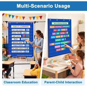 Tablero de bolsillos de 43 x 28 pulgadas, resistente, transparente, para colgar en el aula, para actividades de aprendizaje de palabras y letras - Product Image 5