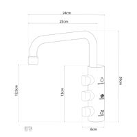 Keran Dapur Napoli 1 Lubang Model Deck Mounted - Keran Minimalis 3 Arah Bahan Stainless Steel Buatan Italia Model 331222-BK