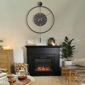 Horloges murales pendule surdimensionnées modernes décoratives en métal minimaliste avec chiffres arabes 3D pour salon - Product Image 6